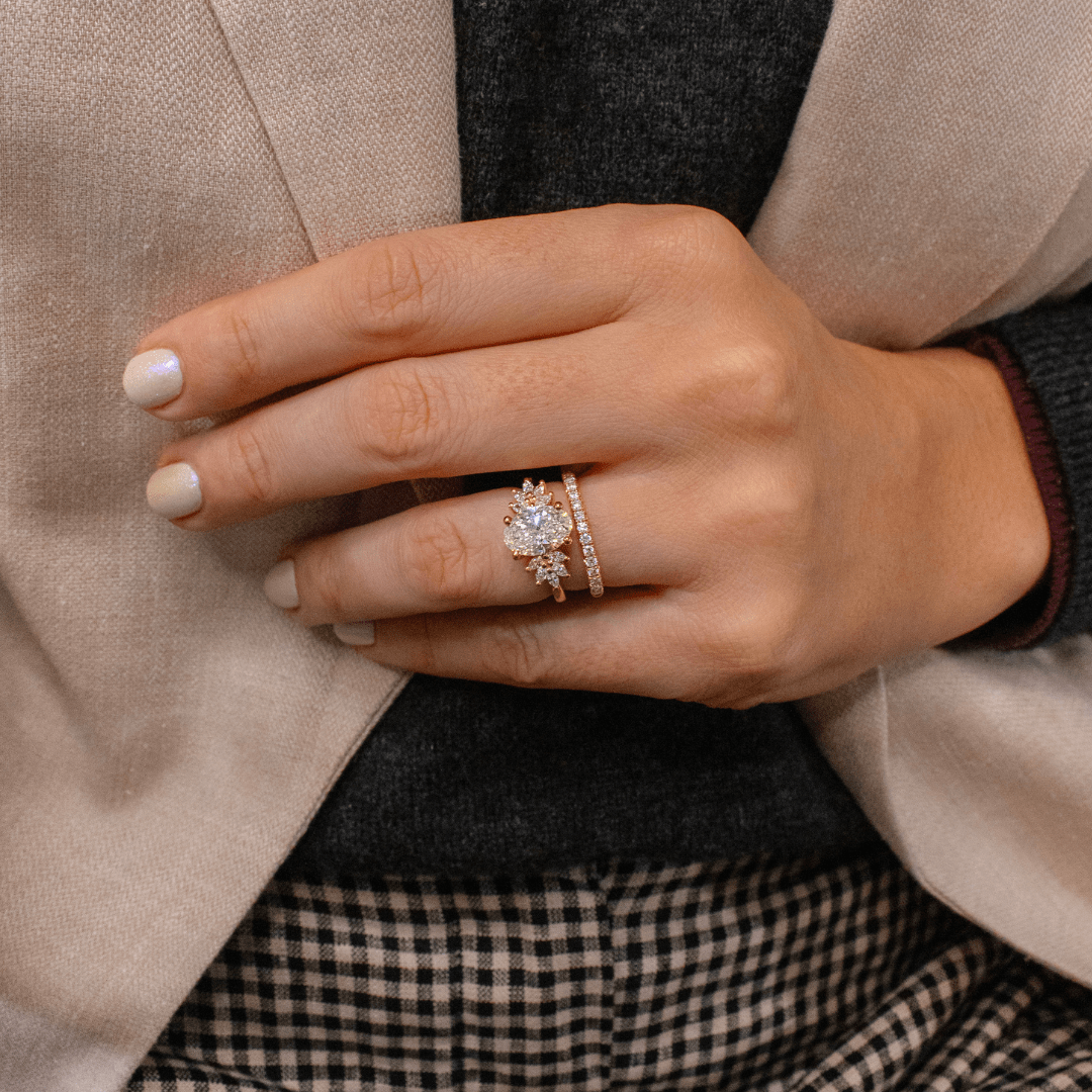 Marquise Shaped Three Stone Lab Grown Diamond Engagement Ring