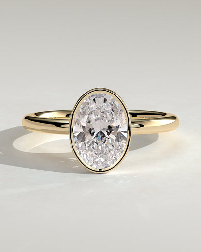 2 CT Oval Bezel & Solitaire Moissanite Engagement Ring