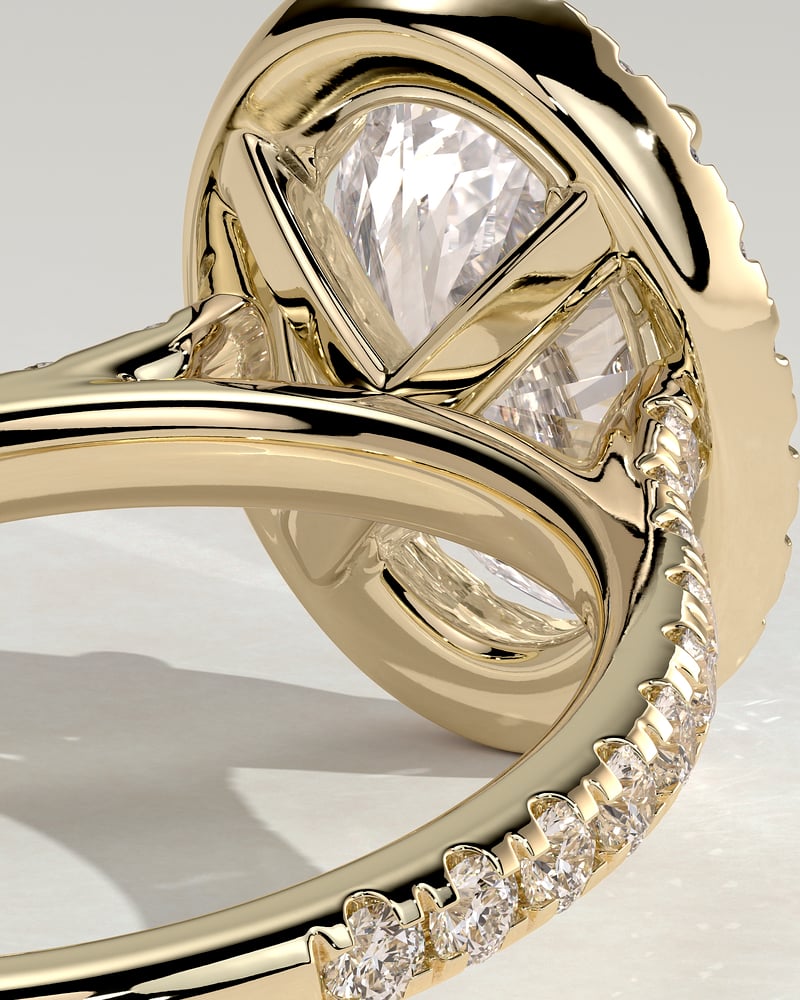 2 CT Oval Cut Halo and Pave Moissanite Diamond Engagement Ring