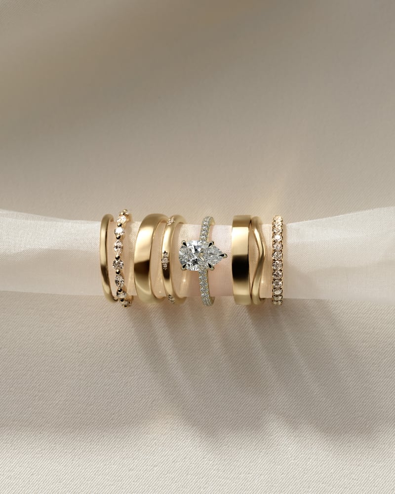 2 CT Pear Cut Pave & Hidden Halo Moissanite Diamond Engagement Ring