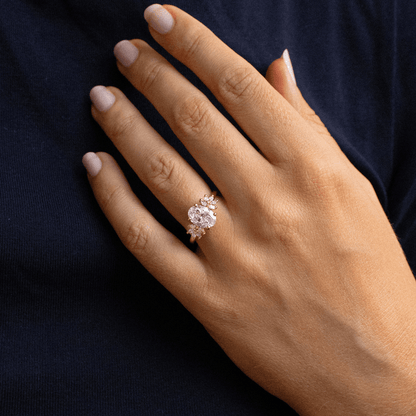 Marquise Shaped Three Stone Lab Grown Diamond Engagement Ring