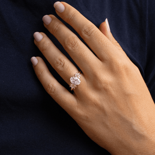 Marquise Shaped Three Stone Lab Grown Diamond Engagement Ring