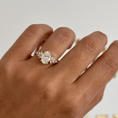 Marquise Shaped Three Stone Lab Grown Diamond Engagement Ring