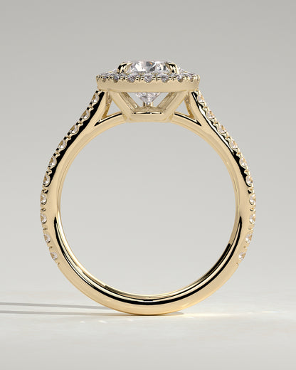 2 CT Pear Cut Halo and Pave Moissanite Diamond Engagement Ring