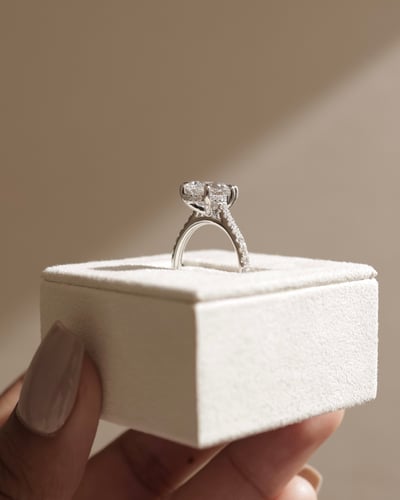 2 CT Pear Cut Pave & Hidden Halo Moissanite Diamond Engagement Ring