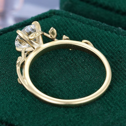 1 CT Round Cut Natured Inspired Moissanite Engagement Ring