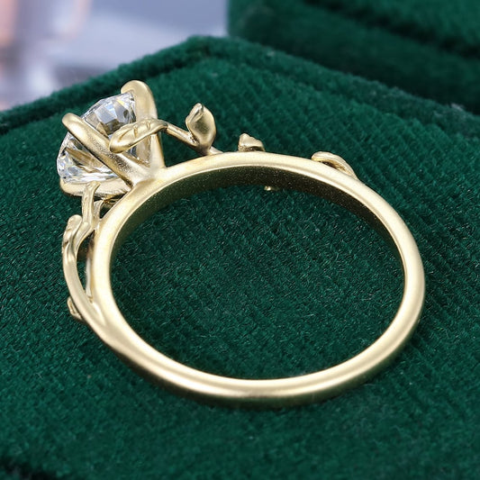1 CT Round Cut Natured Inspired Moissanite Engagement Ring