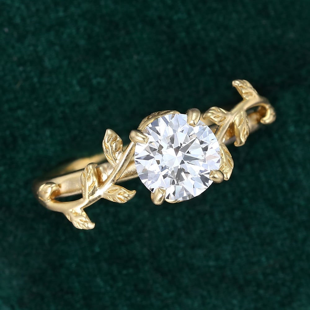 1 CT Round Cut Natured Inspired Moissanite Engagement Ring