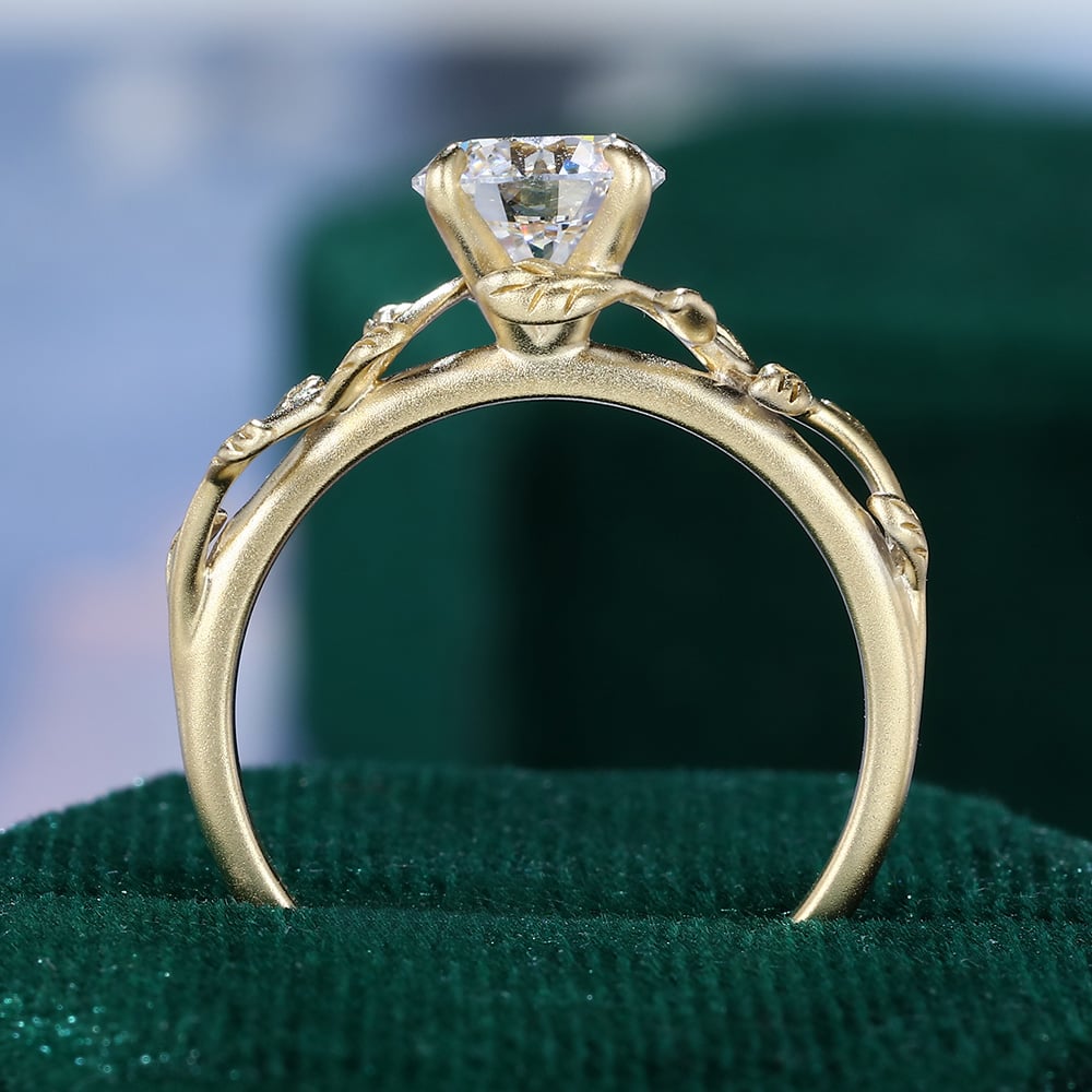 1 CT Round Cut Natured Inspired Moissanite Engagement Ring