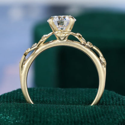 1 CT Round Cut Natured Inspired Moissanite Engagement Ring