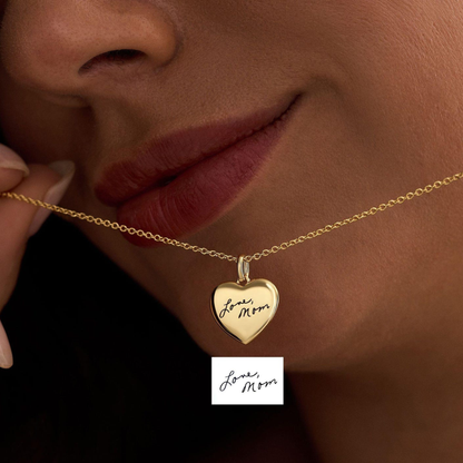 Handwriting Heart Charm Necklace