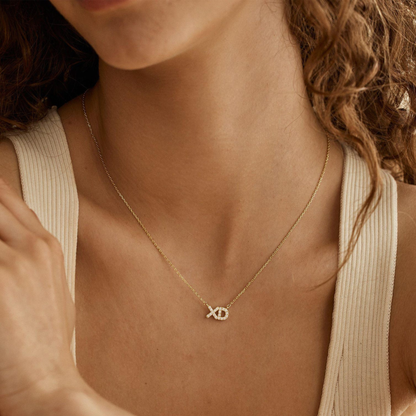 0.25 CT Round Moissanite 2 Letters Pendant Necklace