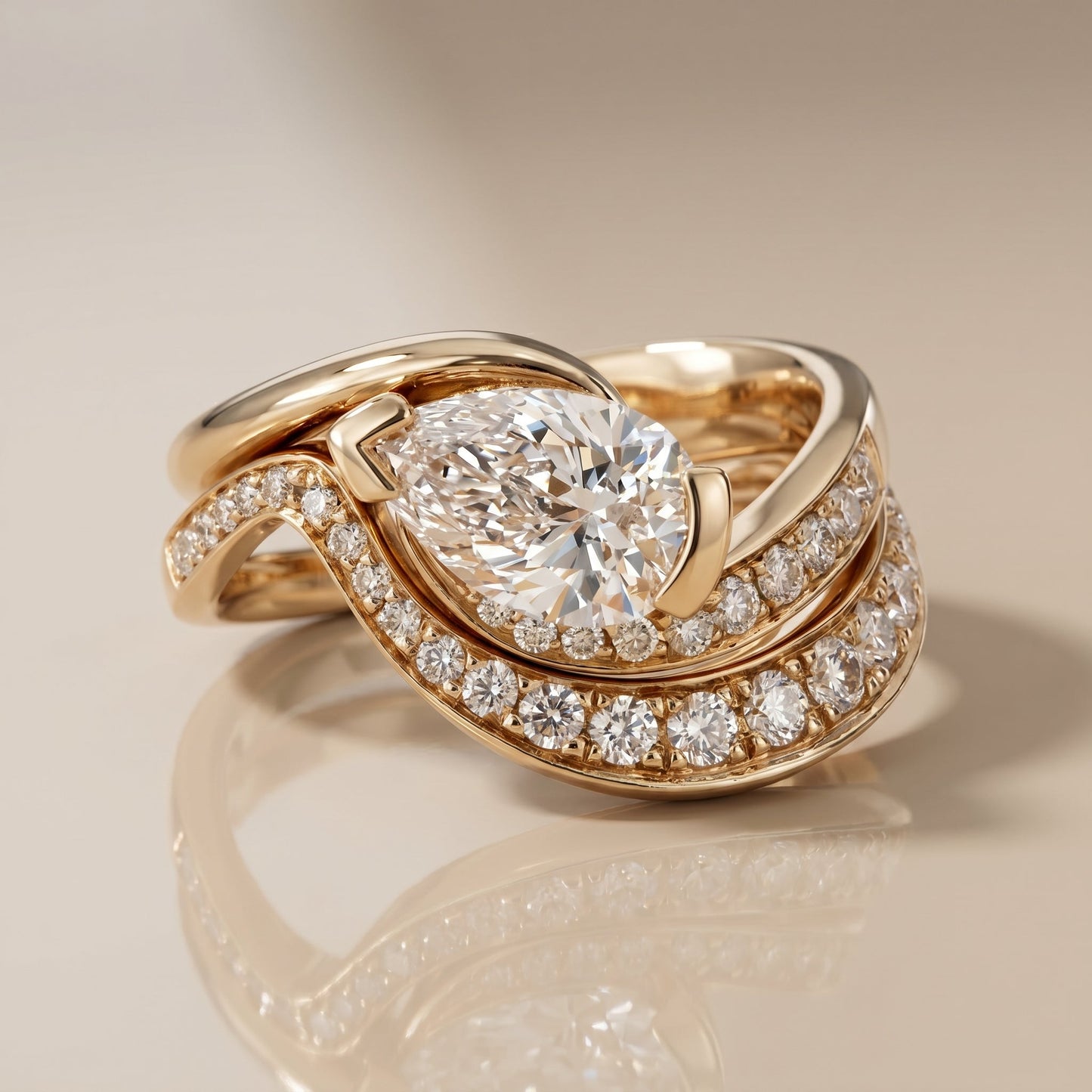 1.0 CT Round Solitaire Moissanite Diamond Bridal Ring Set