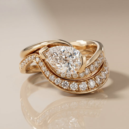 1.0 CT Round Solitaire Moissanite Diamond Bridal Ring Set