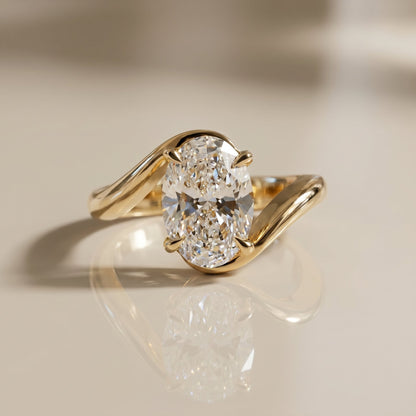 Oval Solitaire Engagement Ring – 2 CT Moissanite Diamond
