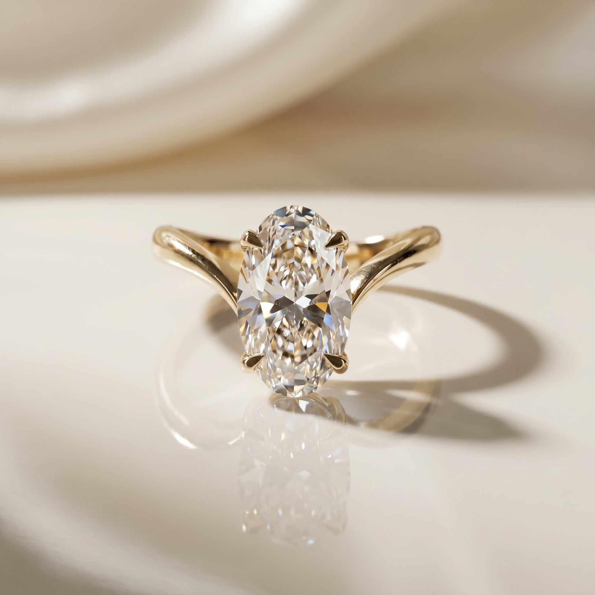 Oval Solitaire Engagement Ring – 2 CT Moissanite Diamond