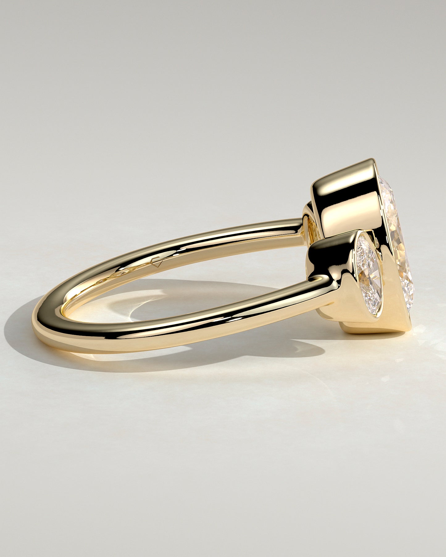 2.0 CT Oval Cut Three Stones & Bezel Moissanite Diamond Engagement Ring