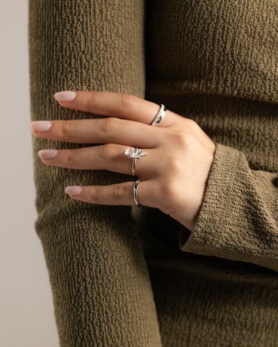 2.0 CT Marquise Hidden Halo Moissanite Diamond Engagement Ring