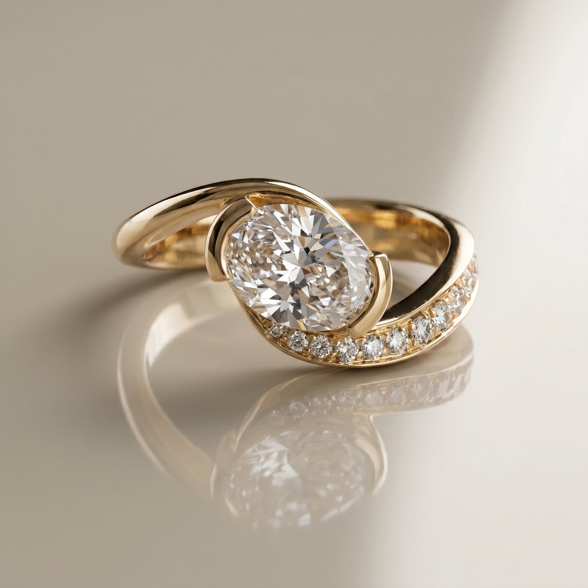 Oval Solitaire Engagement Ring – 2 CT Moissanite Diamond