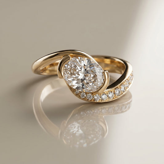 Oval Solitaire Engagement Ring – 2 CT Moissanite Diamond