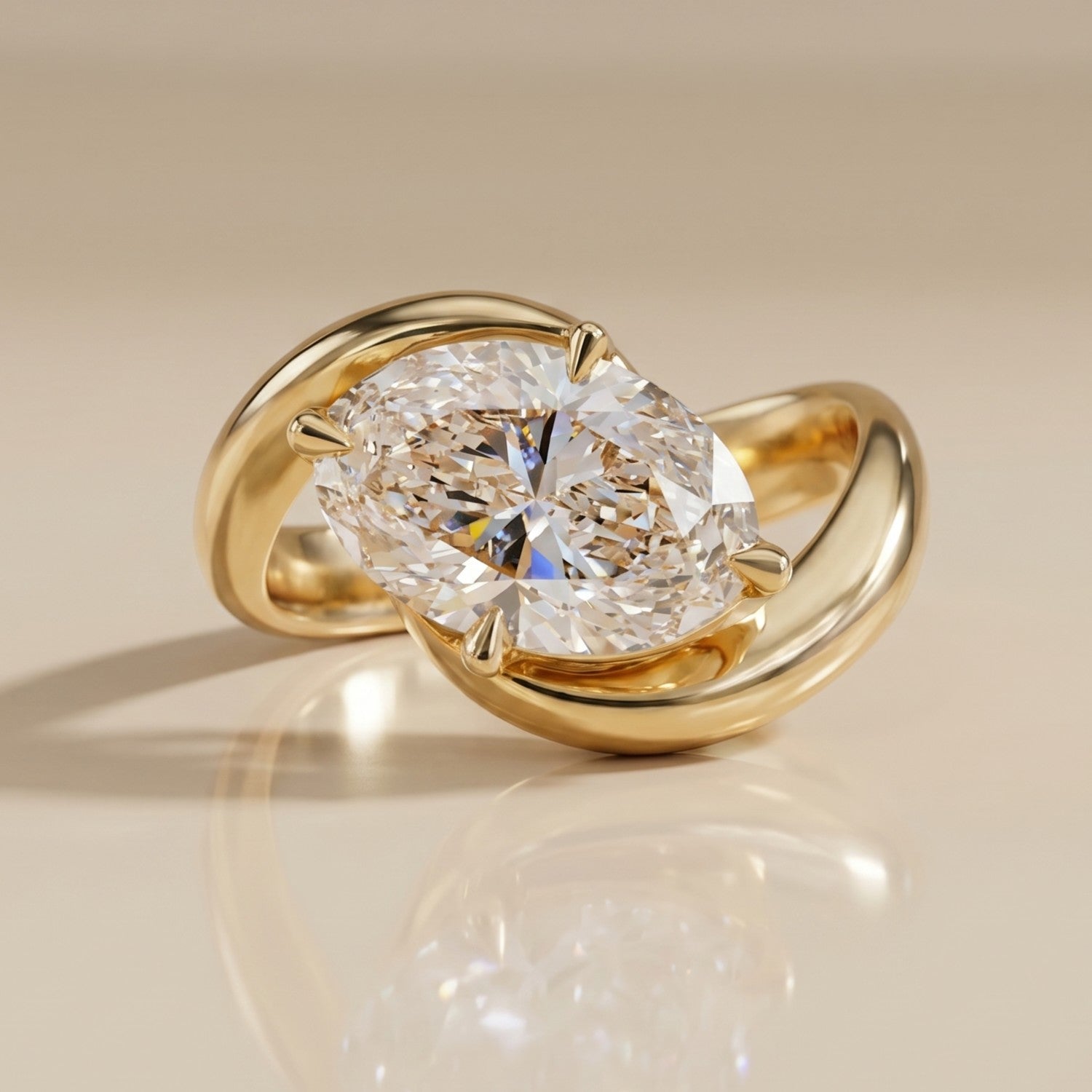 Oval Solitaire Engagement Ring – 2 CT Moissanite Diamond