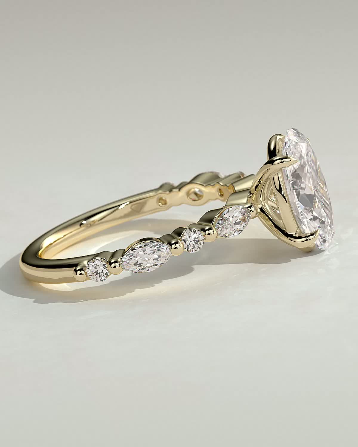 2.0 CT Oval Pave Moissanite Diamond Engagement Ring