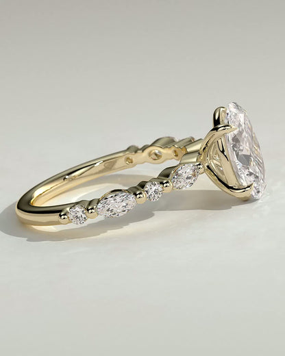 2.0 CT Oval Pave Moissanite Diamond Engagement Ring