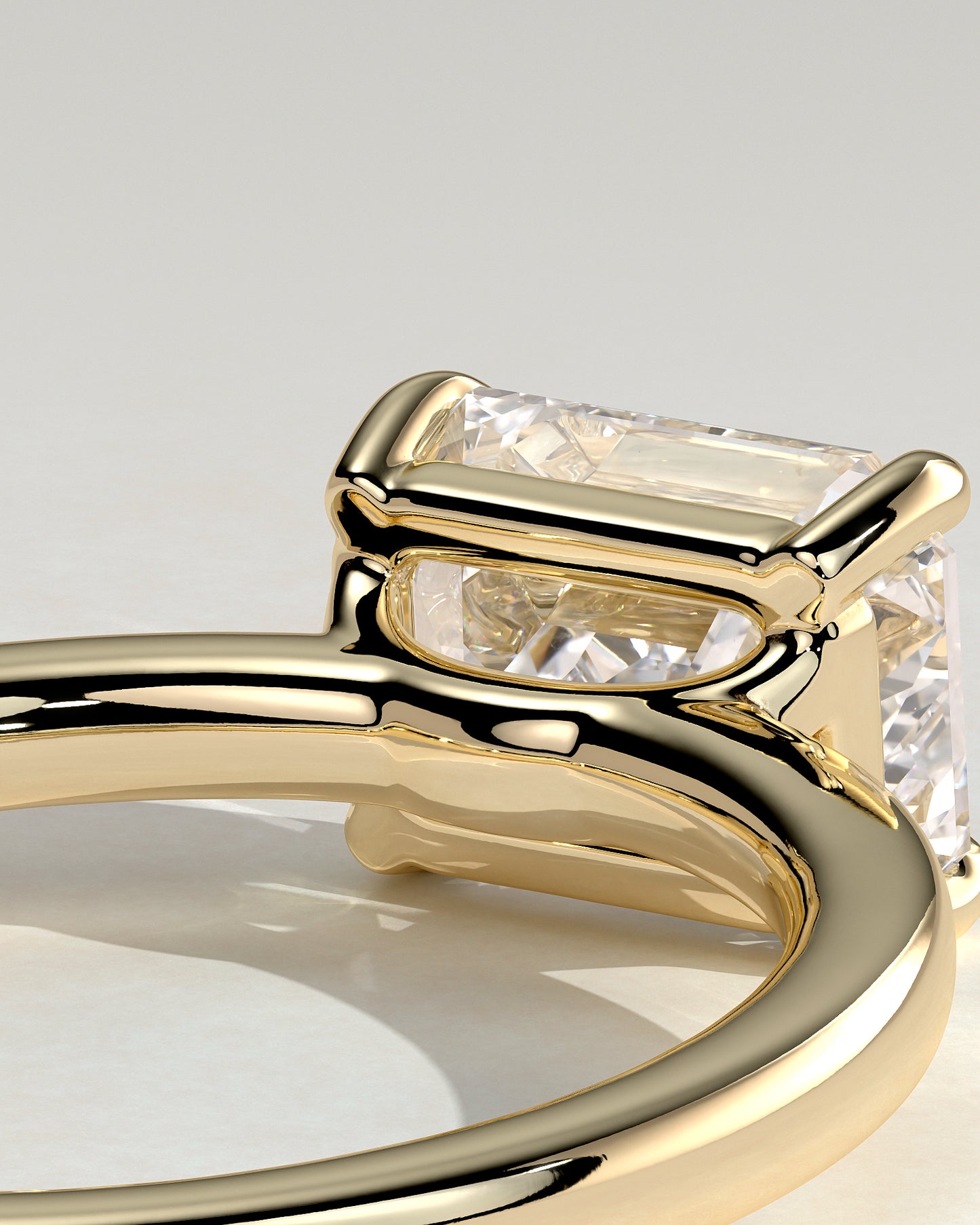 2.0 CT Emerald East West Solitaire Moissanite Engagement Ring