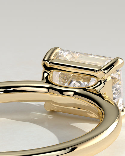 2.0 CT Emerald East West Solitaire Moissanite Engagement Ring