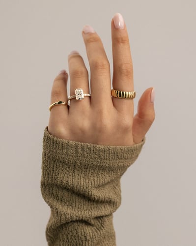 2.0 CT Radiant Pave & Hidden Halo Moissanite Diamond Engagement Ring