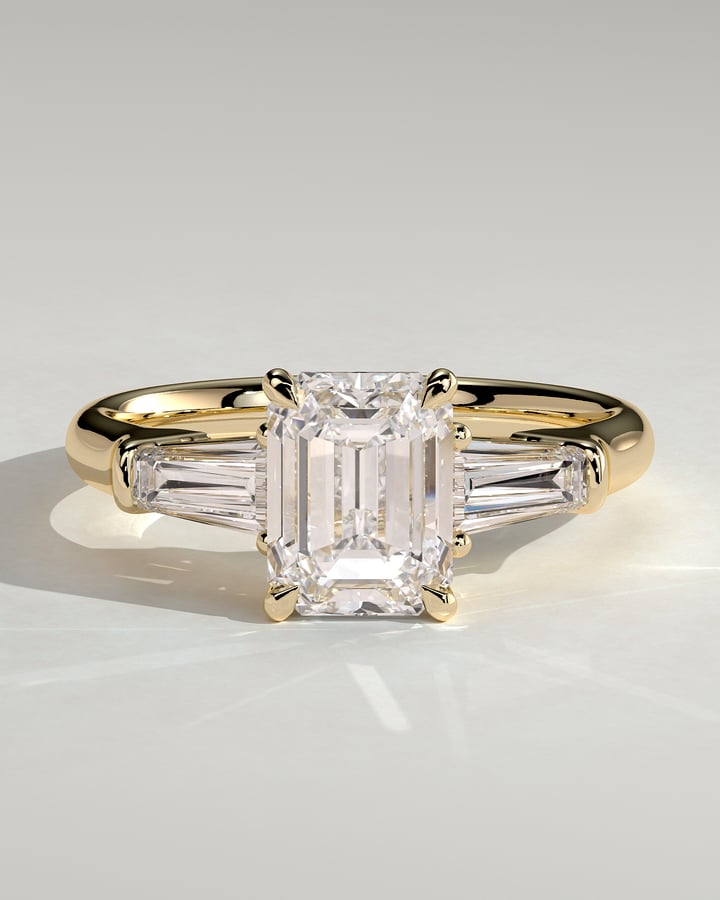 2 CT Emerald Cut Three Stones Moissanite Diamond Engagement Ring