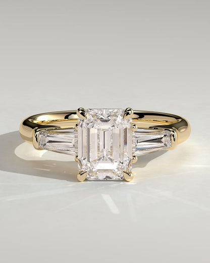 2 CT Emerald Cut Three Stones Moissanite Diamond Engagement Ring