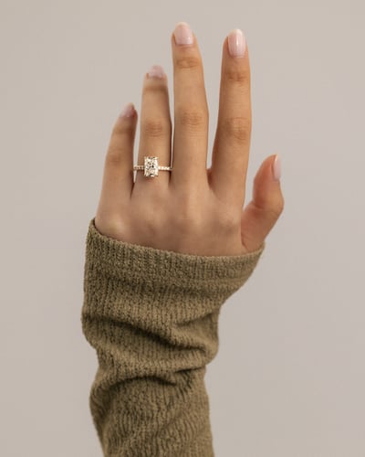 2.0 CT Radiant Pave & Hidden Halo Moissanite Diamond Engagement Ring