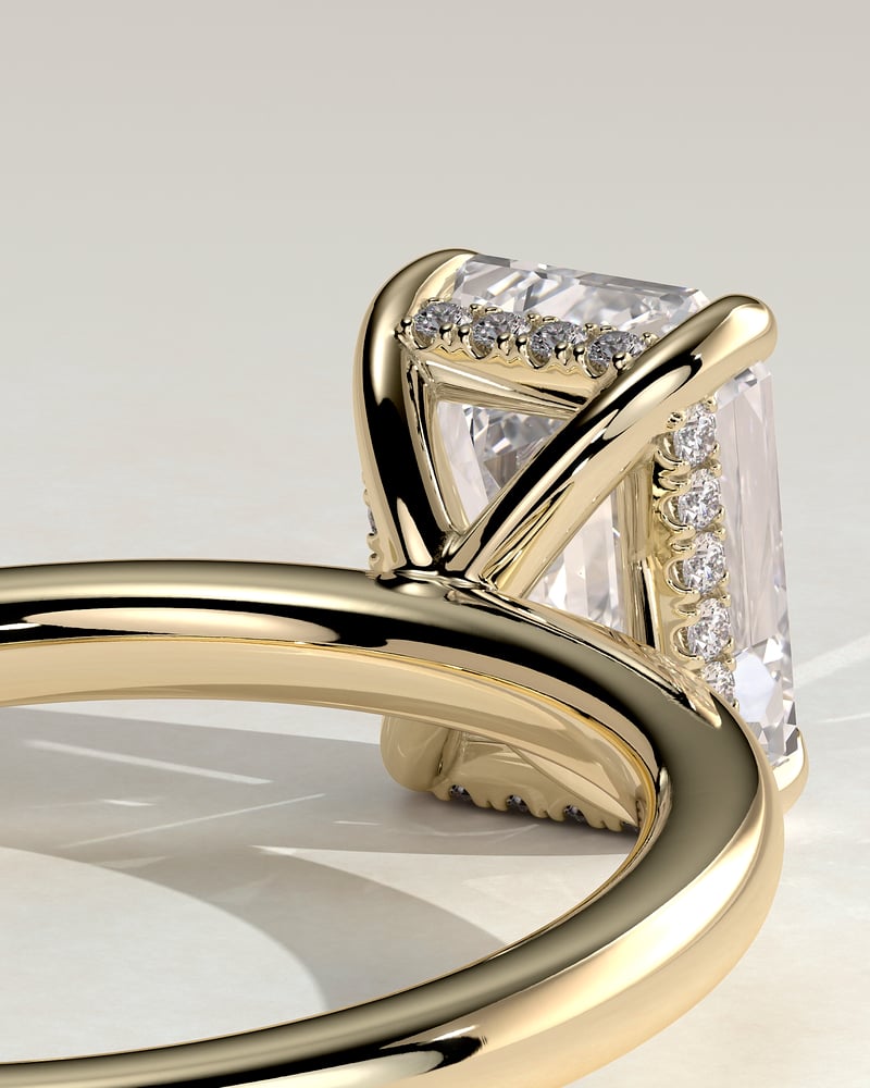 2.0 CT Emerald Hidden Halo Moissanite Engagement Ring