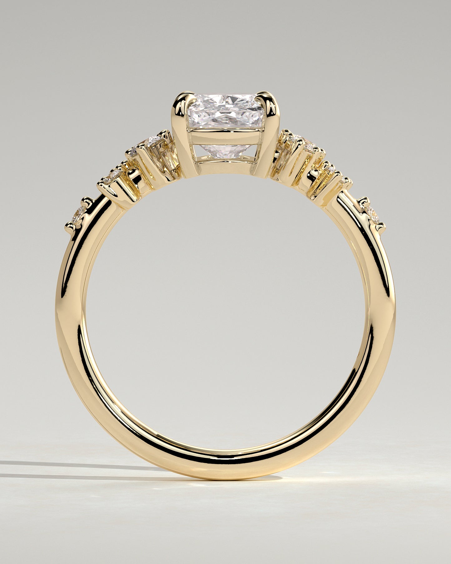 2.0 CT Elongated Cushion Cluster Moissanite Engagement Ring