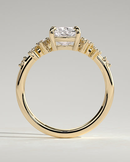 2.0 CT Elongated Cushion Cluster Moissanite Engagement Ring