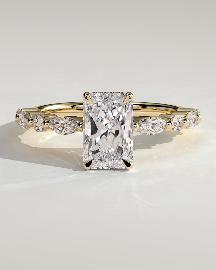 2.0 CT Radiant Pave & Hidden Halo Moissanite Engagement Ring