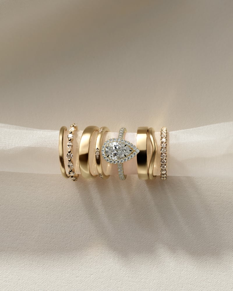 2 CT Pear Cut Halo and Pave Moissanite Diamond Engagement Ring