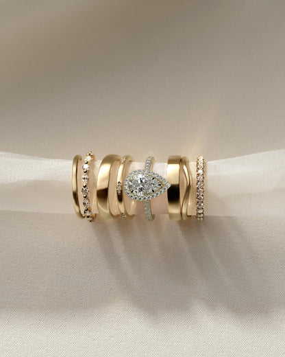 2 CT Pear Cut Halo and Pave Moissanite Diamond Engagement Ring