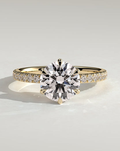 2.0 CT Round Pave Moissanite Diamond Engagement Ring