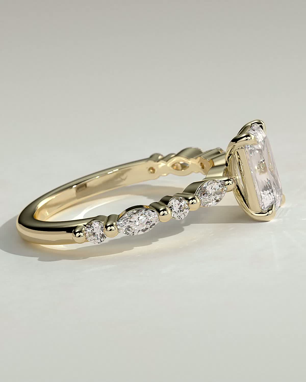 2 CT Emerald Cut Pave Moissanite Engagement Ring