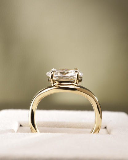2 CT East West Oval Lab Grown Diamond Swirl Solitaire Engagement Ring