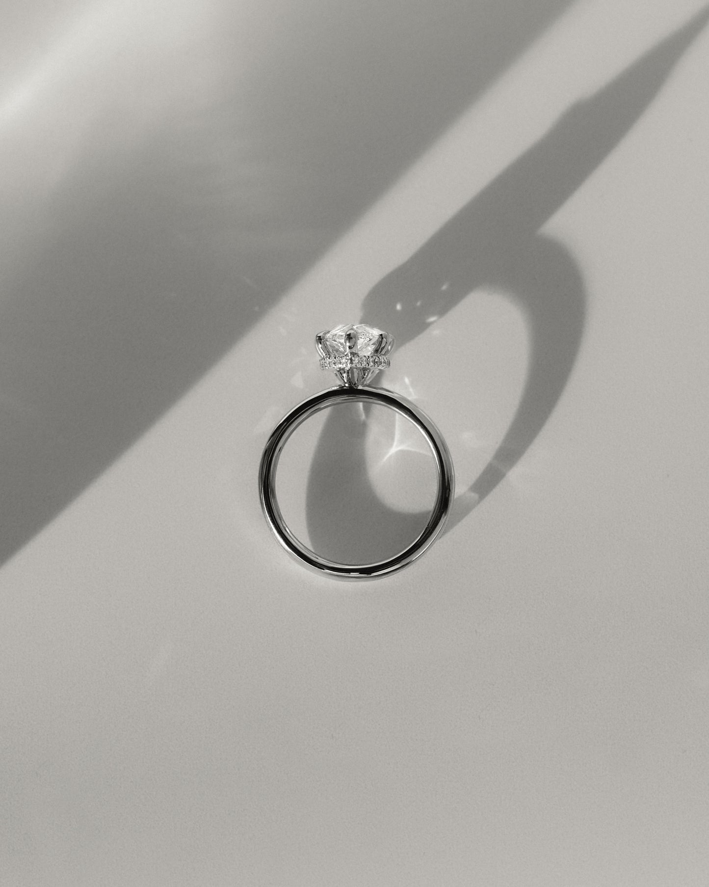 2.0 CT Pear Hidden Halo Moissanite Engagement Ring