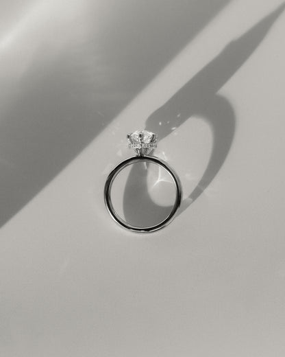 2.0 CT Pear Hidden Halo Moissanite Engagement Ring