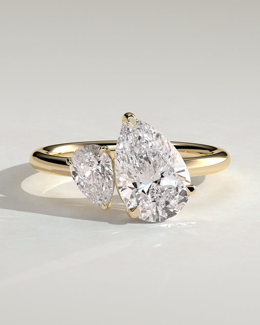 2.8 CT Pear Toi Et Moi Moissanite Diamond Engagement Ring