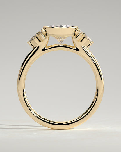 2.0 CT Oval Cluster & Bezel Styled Moissanite Engagement Ring