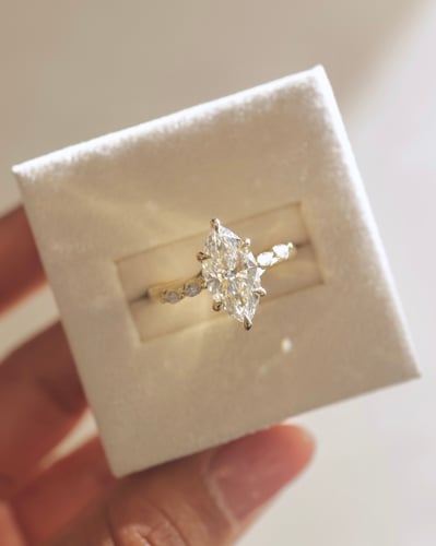 2.0 CT Marquise Criss Cross Pave Moissanite Engagement Ring