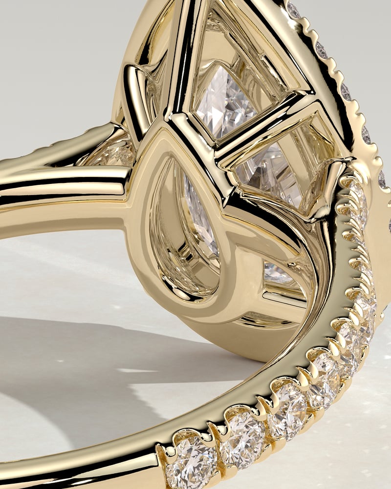 2 CT Pear Cut Halo and Pave Moissanite Diamond Engagement Ring