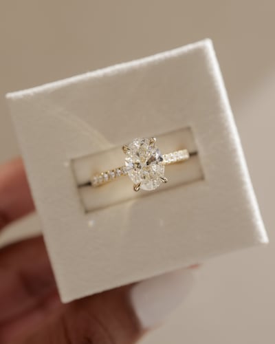 2.0 CT Oval Hidden Halo & Pave Moissanite Engagement Ring