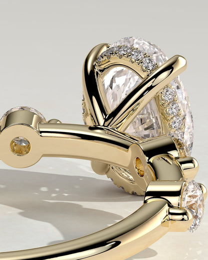 2.0 CT Oval Dainty Pave Moissanite Engagement Ring